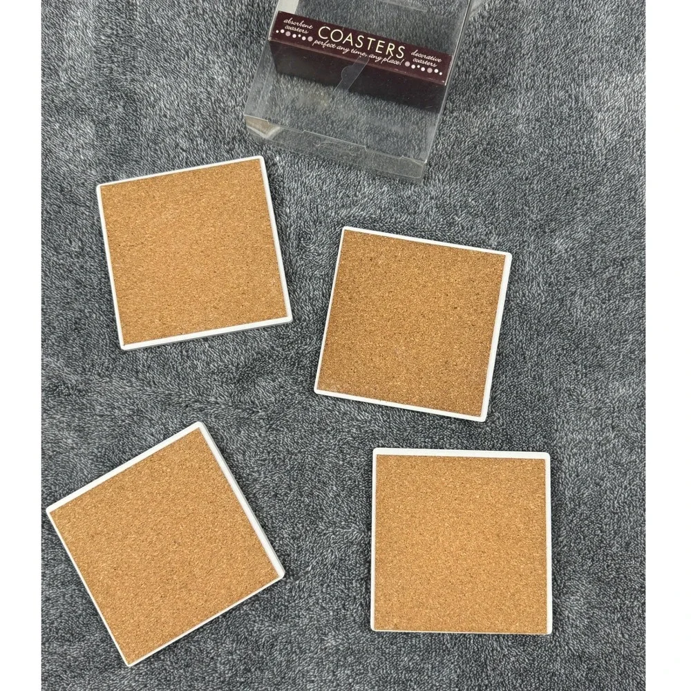 Rustic‎ Farmhouse Love Coaster Set 4 Absorbent Cork Back Wedding Gift Decor